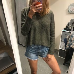 green cropped sweater